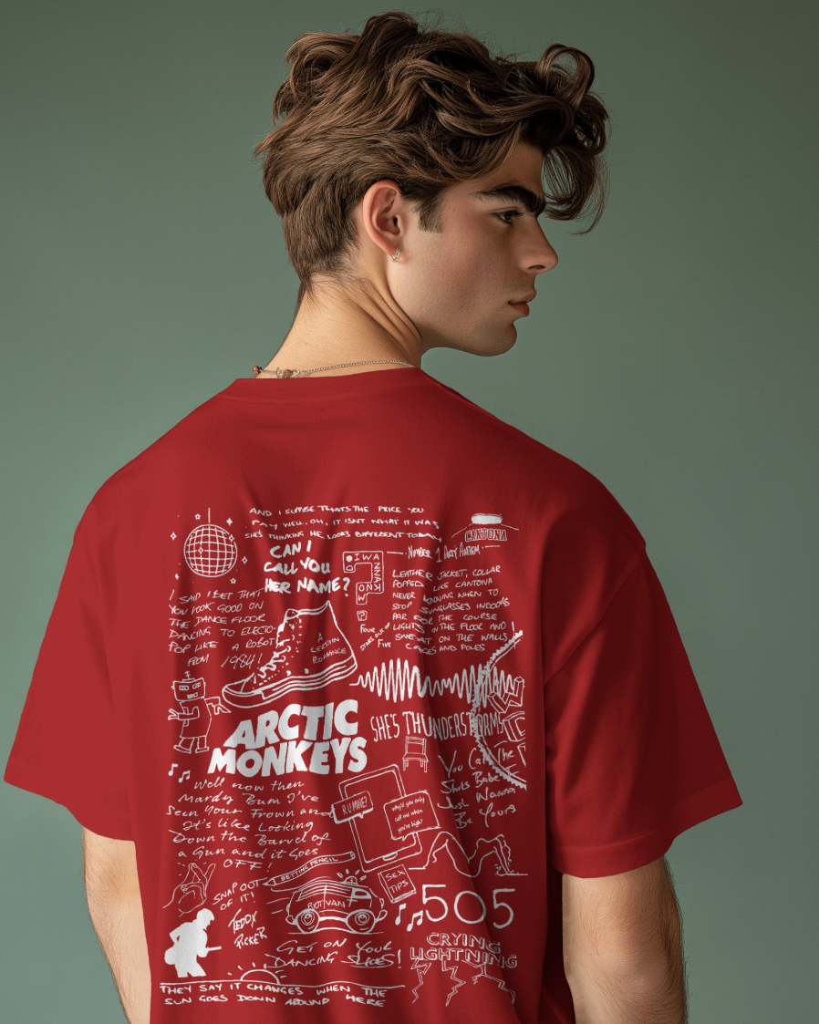 Arctic Monkeys // Oversized Fit Graphic Tee // Red