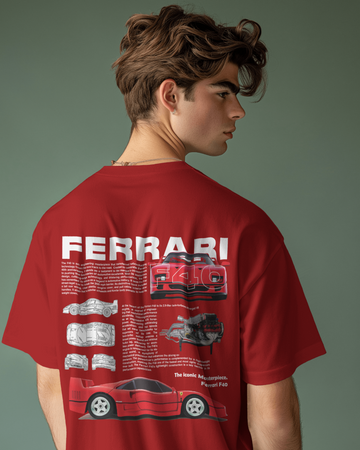 Ferrari F40 // Oversized Fit Graphic Tee // Red