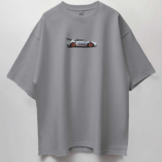 Porsche // Oversized Fit Graphic Tee // Gray