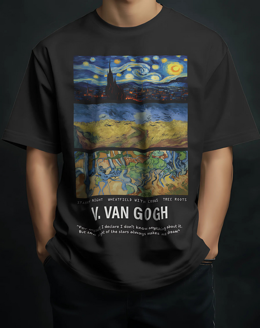 Van Gogh // Oversized Fit Graphic Tee // Black