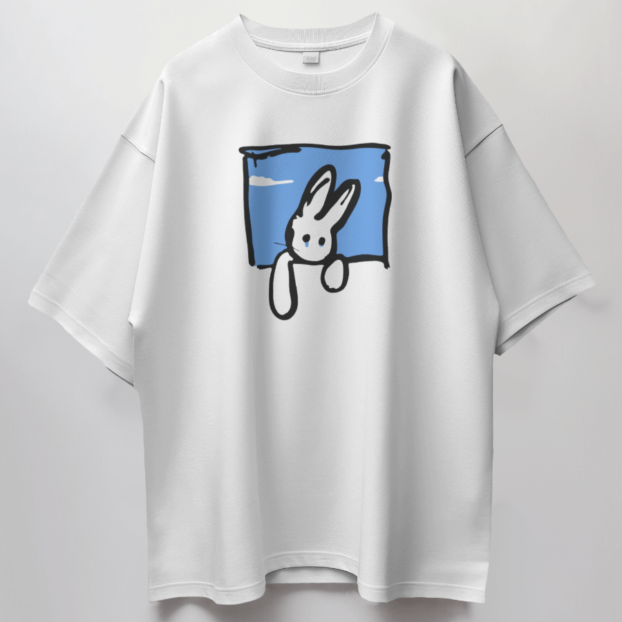 Bunny // Oversized Fit Graphic Tee // White