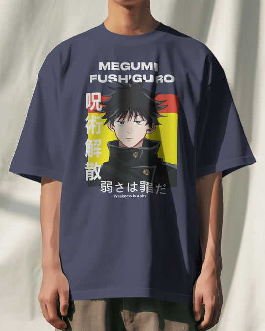 Jujutsu Kaisen Collection "Megumi" // Relaxed Fit Graphic Tee // Blue