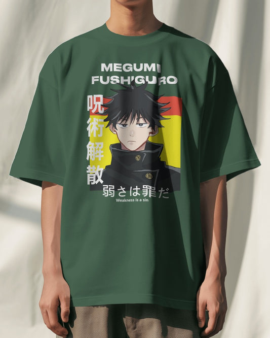 Jujutsu Kaisen Collection "Megumi" // Relaxed Fit Graphic Tee // Green