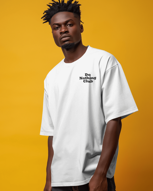 Do Nothing Club // Oversized Fit Graphic Tee // White