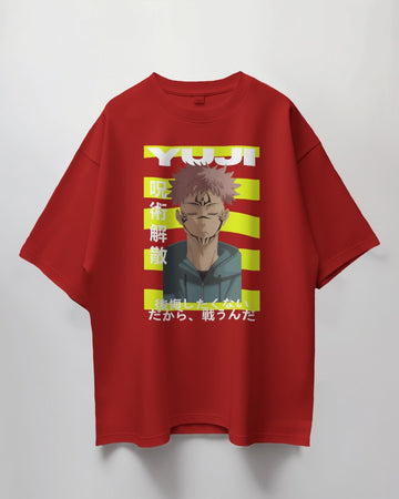 Jujutsu Kaisen Collection "YUJI" // Relaxed Fit Graphic Tee // Red