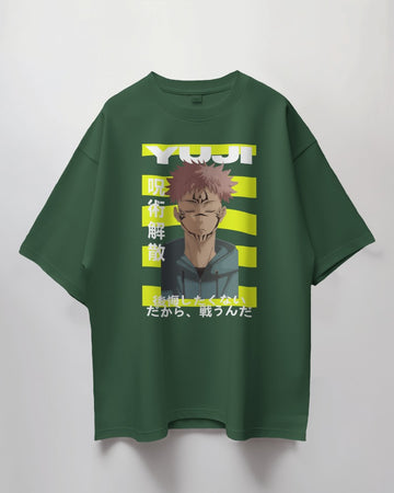 Jujutsu Kaisen Collection "YUJI" // Relaxed Fit Graphic Tee // Green