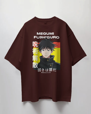 Jujutsu Kaisen Collection "Megumi" // Relaxed Fit Graphic Tee // Maroon