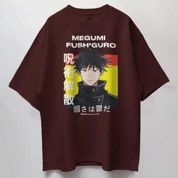 Jujutsu Kaisen Collection "Megumi" // Relaxed Fit Graphic Tee // Maroon