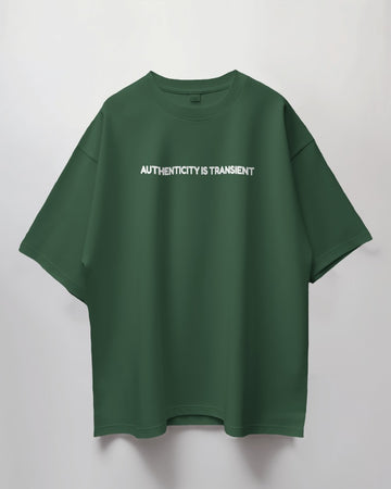 Authenticity Is Transient // Oversized Fit Graphic Tee // Green