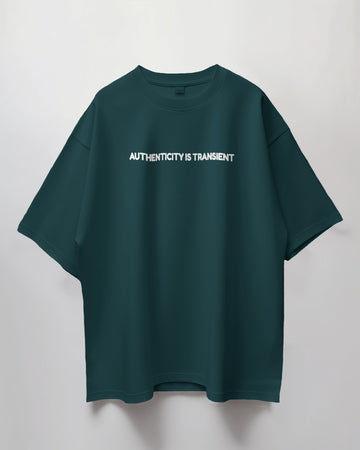 Authenticity Is Transient // Oversized Fit Graphic Tee // Petrol Blue