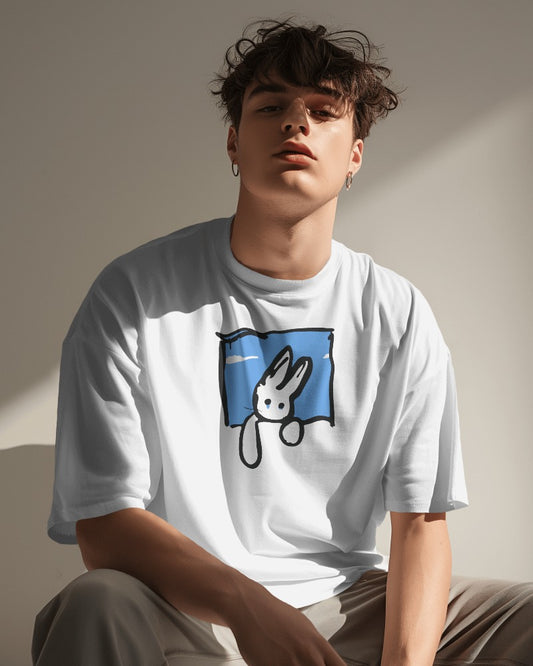 Bunny // Oversized Fit Graphic Tee // White