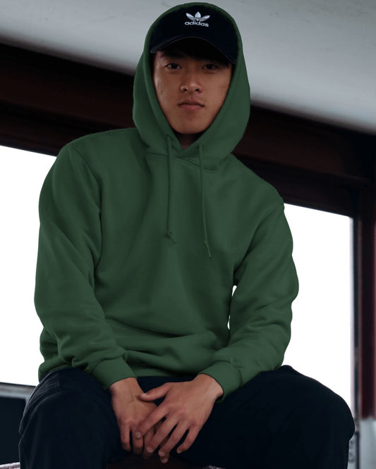 Solid Bottle-Green Comfort Hoodie