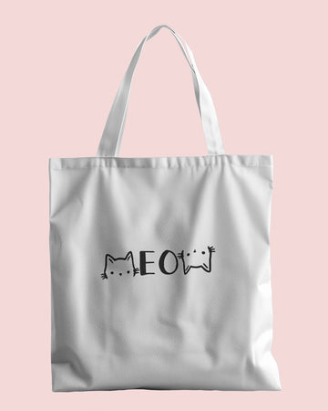 Meow (Black) Tote Bag with Zipper