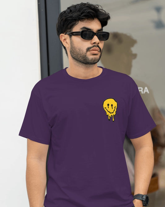 Melting-Face // Oversized Fit Graphic Tee // Purple