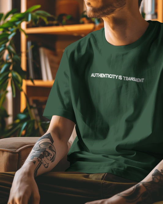 Authenticity Is Transient // Oversized Fit Graphic Tee // Green