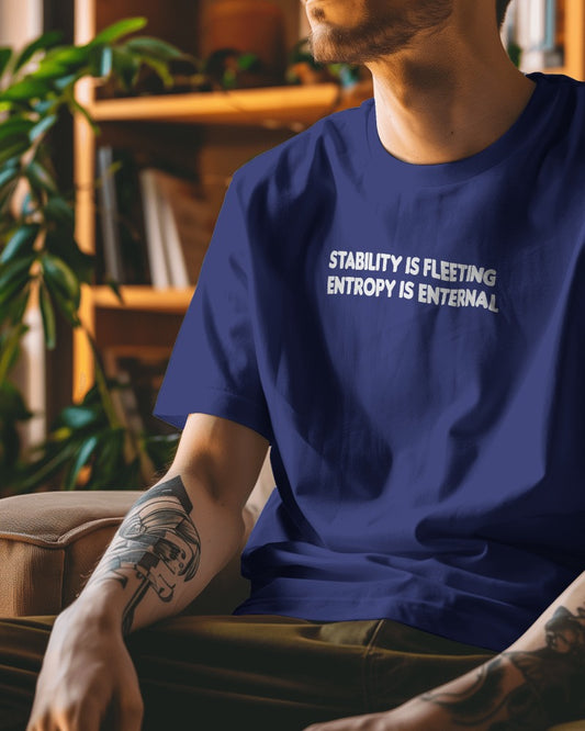 Stability and Entropy // Oversized Fit Graphic Tee // Blue