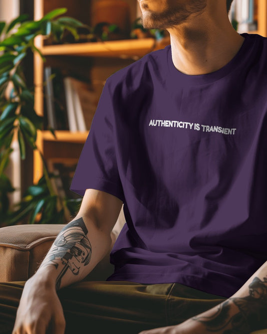 Authenticity Is Transient // Oversized Fit Graphic Tee // Purple