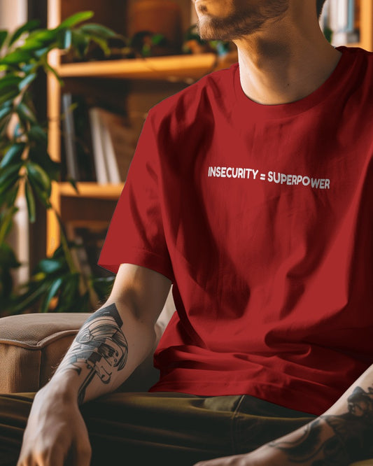 Insecurity Is Superpower // Oversized Fit Graphic Tee // Red