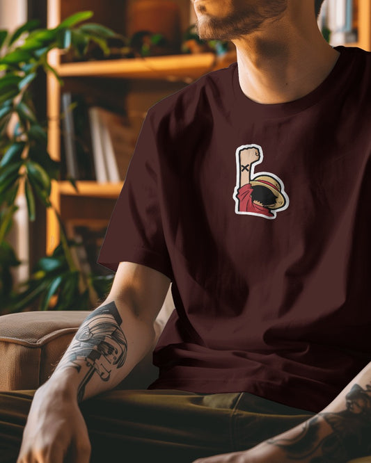 One Piece Collection "02" // Relaxed Fit Graphic Tee // Maroon