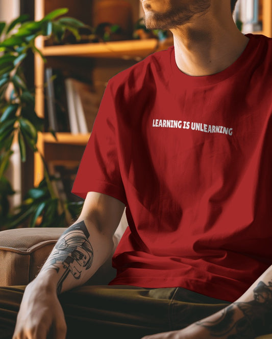 Learning is Unlearning // Oversized Fit Graphic Tee // Red