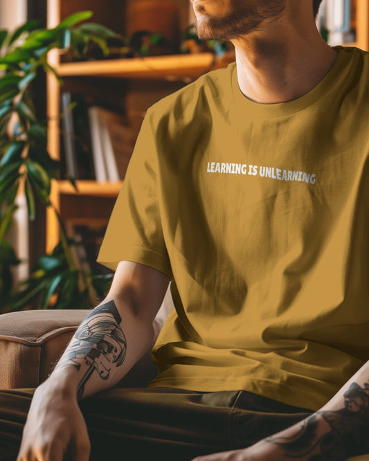 Learning is Unlearning // Oversized Fit Graphic Tee // Yellow