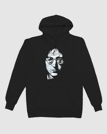 John Lennon Black Oversized Hooded Sweatshirt