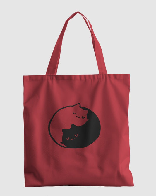 Yin-Yang Cats Tote Bag with Zipper