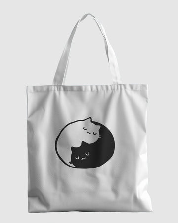 Yin-Yang Cats Tote Bag with Zipper